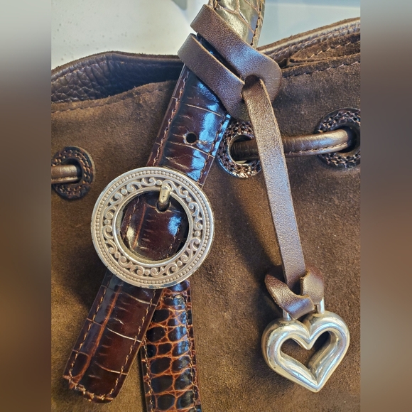 Brighton Chocolate Brown Suede & Leather Purse - Picture 2 of 4